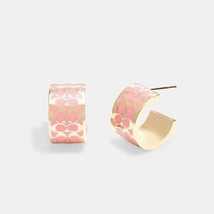 Coach Gold & Pink Signature Enamel Huggie
Earrings - NWT!